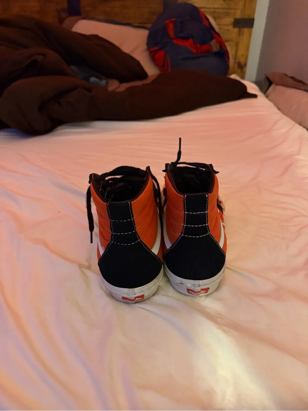 Vans Sk8-Hi Orange Black White Flame Skate Sneakers